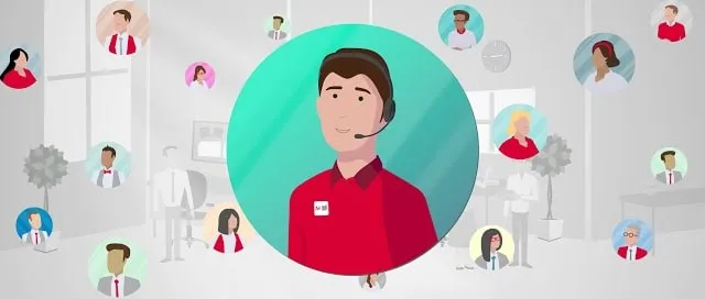 The representative surrounded by a network of contacts.